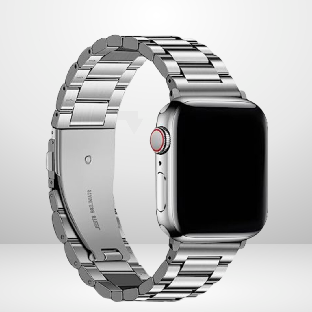 Stainless Steel iWatch Strap with Silicone Bumper Set COMBO Silver Color (38/40/41MM)