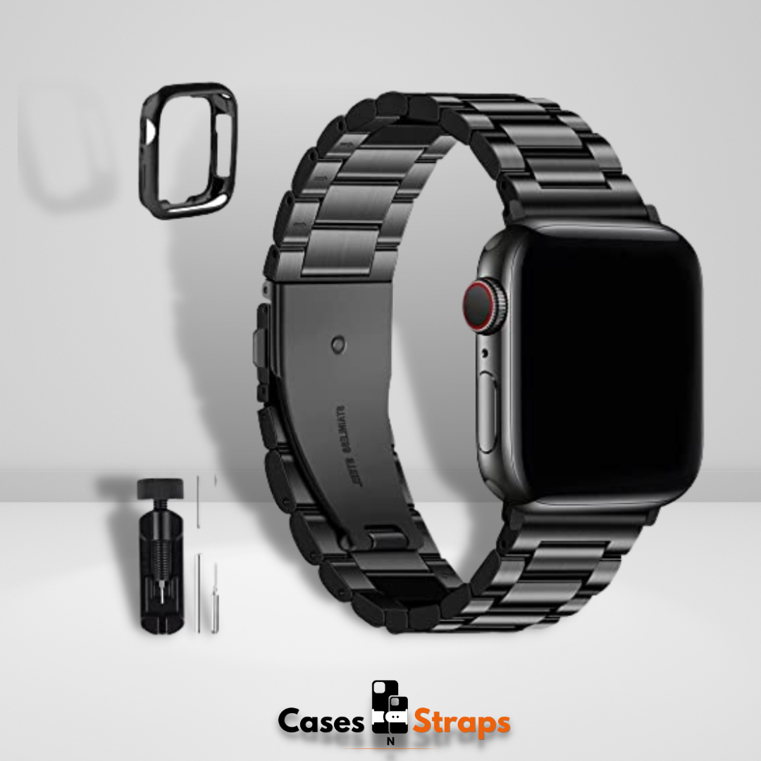 Stainless Steel iWatch Strap With Watch Case Black Color Cases N