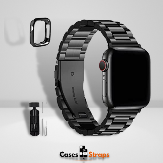Stainless Steel iWatch Strap With Watch Case Black Color
