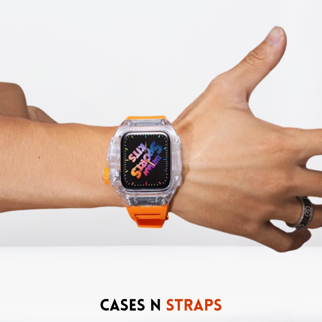 Transparent Case + Rubber Strap Modification Kit For iWatch Yellow Color