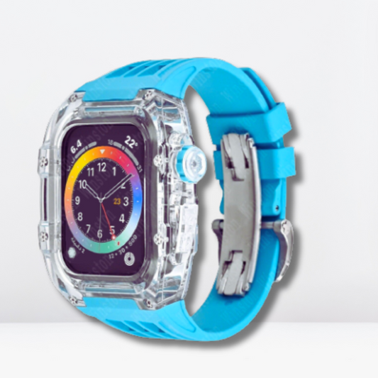 Luxury fully transparent poly carbonate Modification Kit for iWatch Aqua Blue Color