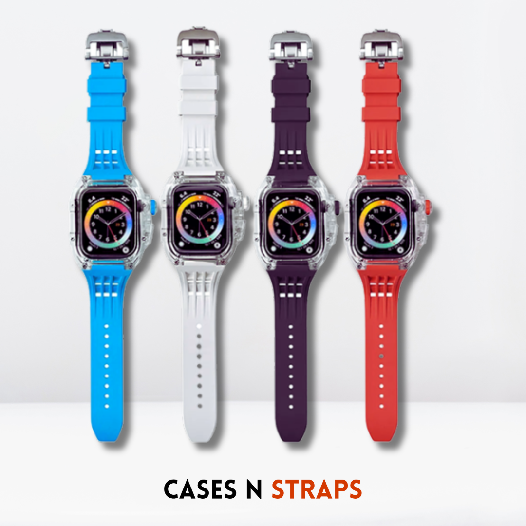Transparent Case + Rubber Strap Modification Kit For iWatch Red Color