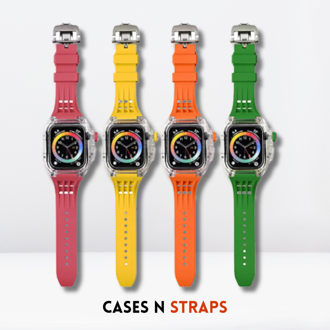 Transparent Case + Rubber Strap Modification Kit For iWatch Yellow Color