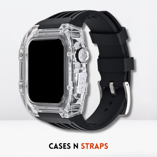Transparent Case + Rubber Strap Modification Kit For iWatch Black Color