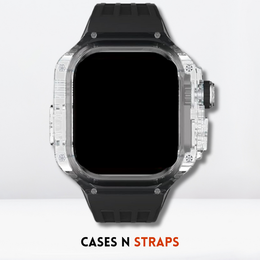 Transparent Case + Rubber Strap Modification Kit For iWatch Black Color
