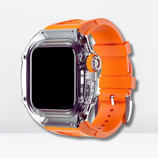 Transparent Case + Rubber Strap Modification Kit For iWatch Orange Color