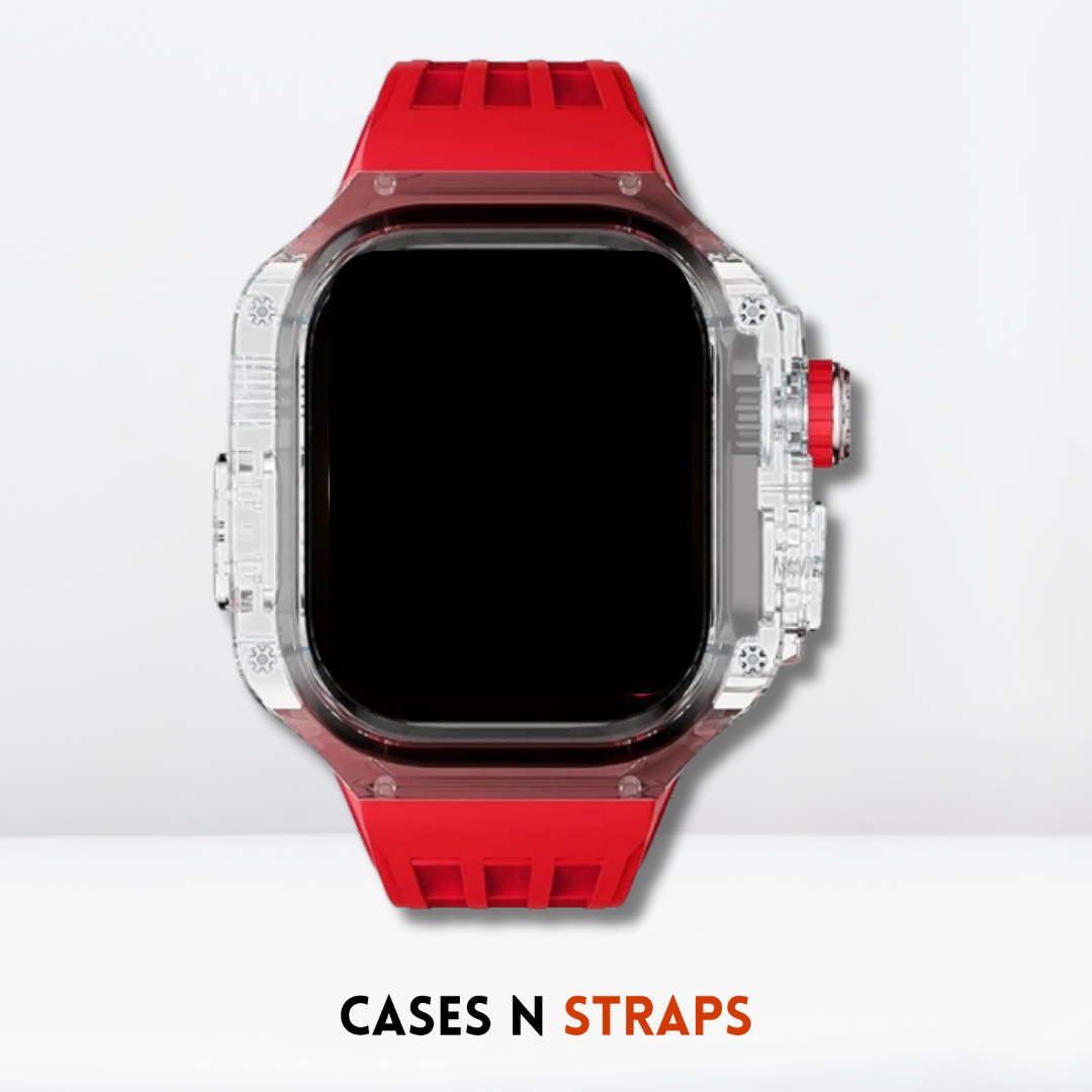 Transparent Case + Rubber Strap Modification Kit For iWatch Red Color