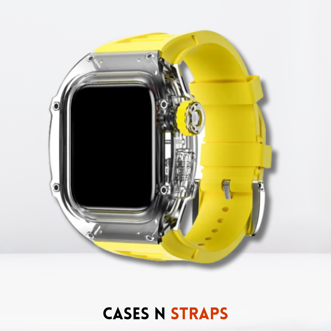 Transparent Case + Rubber Strap Modification Kit For iWatch Yellow Color