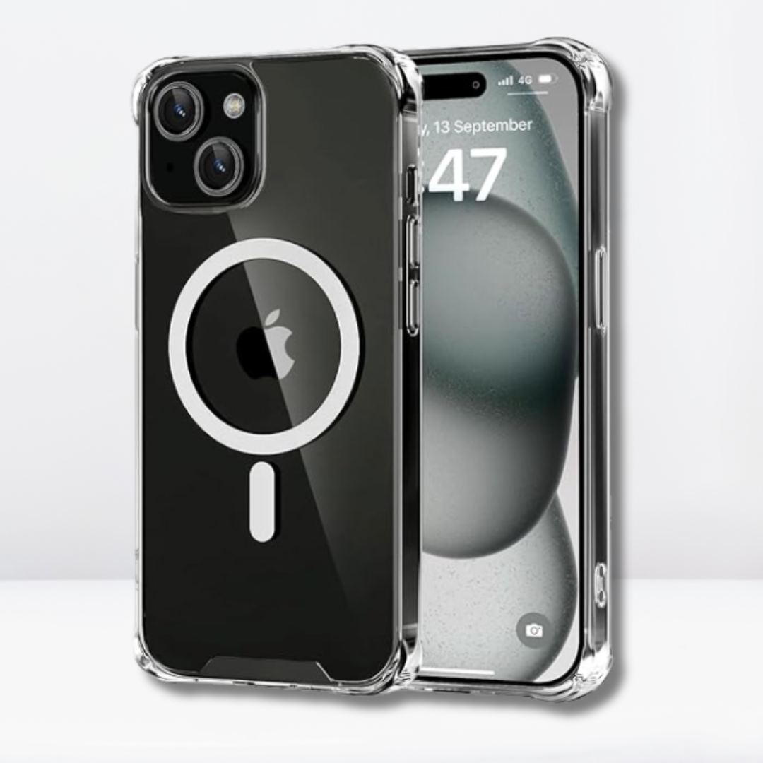 S Pigeon Transparent MagSafe Case for iPhone 15 Series (TPU + Poly Carbonate | Crystal Clear)