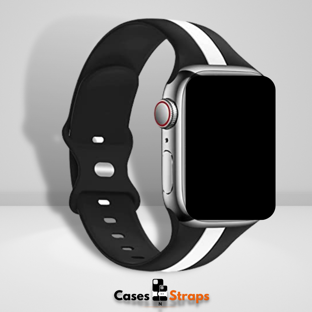 Black iwatch top with white band