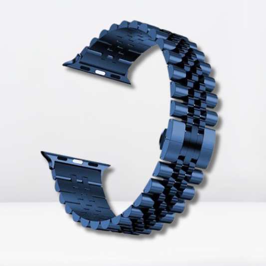 Vintage Stainless Steel iWatch Strap with Bumper Case (Blue)