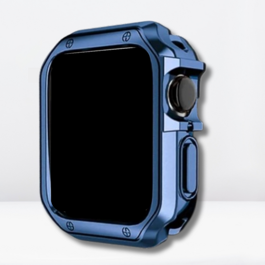 Vintage Stainless Steel iWatch Strap with Bumper Case (Blue)