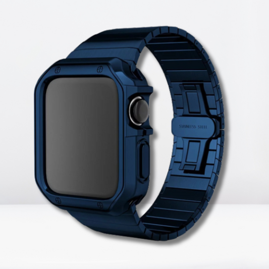 Stainless Steel Luxury Rado Look Strap With Bumper Case Set Royal Blue Color