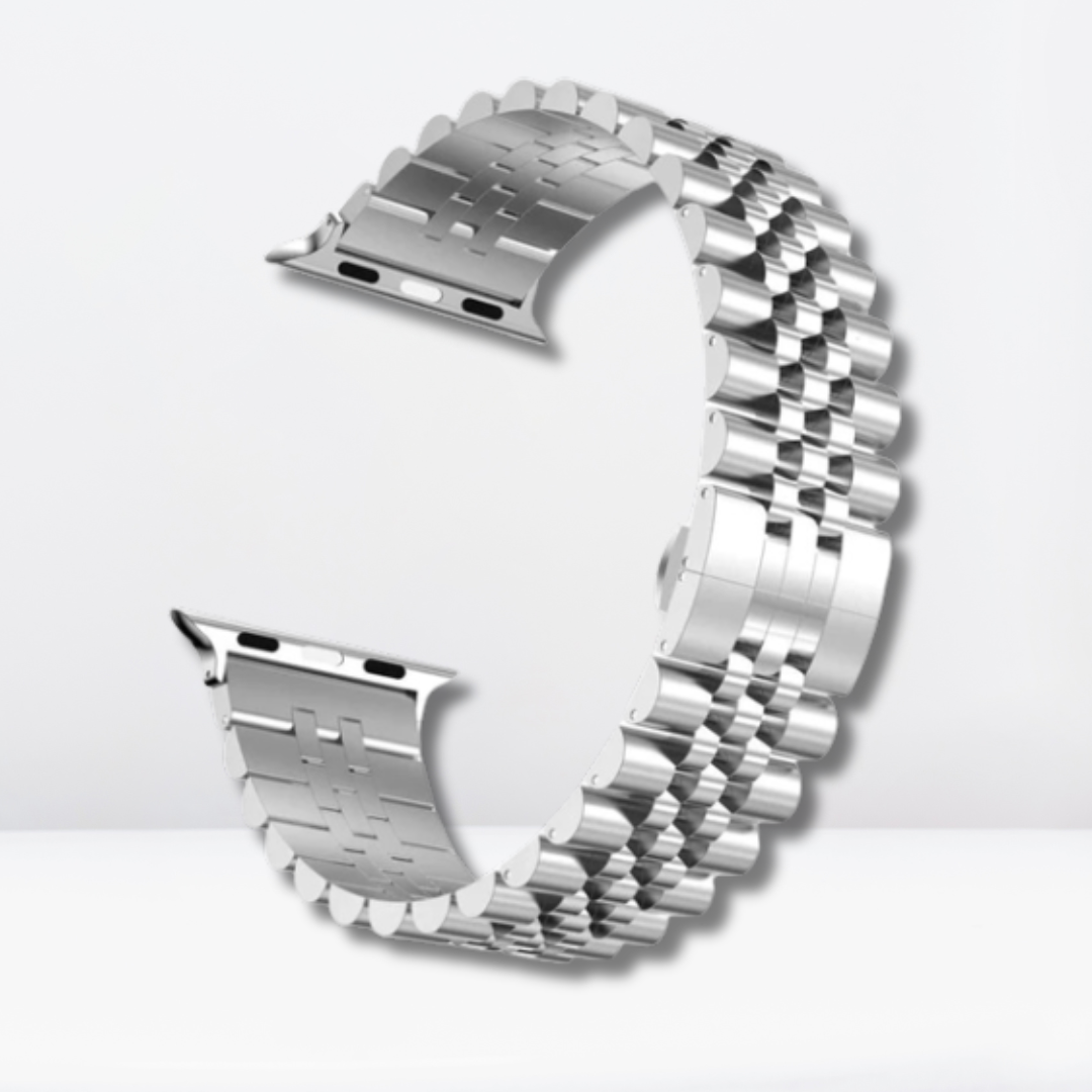 Vintage One Shade Stainless Steel iWatch Strap with Bumper Case (Silver)