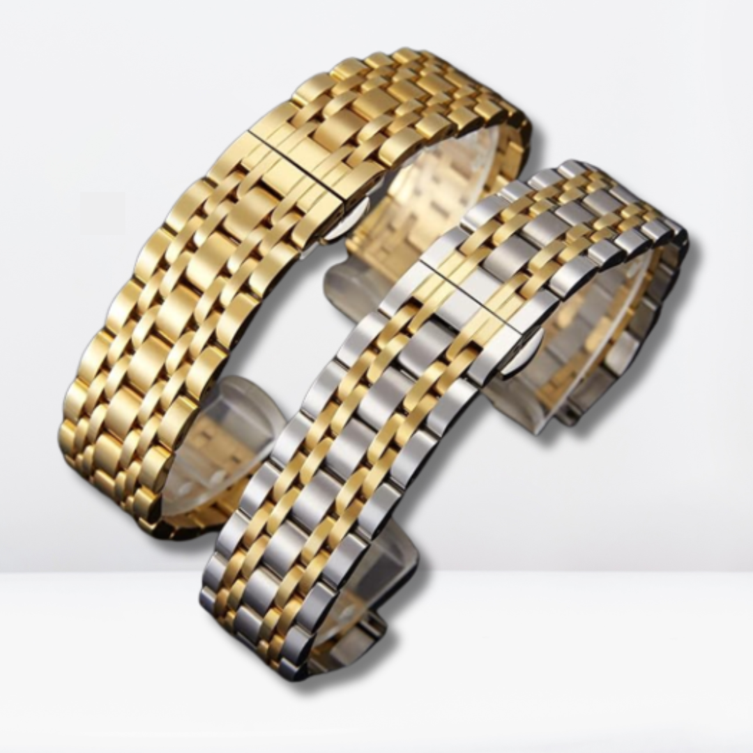 Vintage Stainless Steel iWatch Strap with Bumper Case (Silver/Gold)