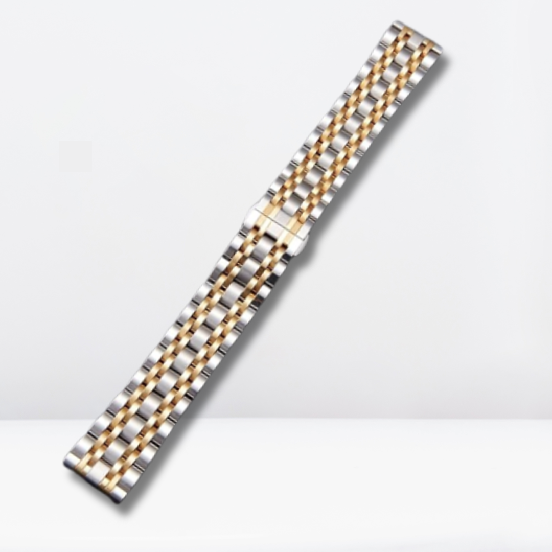 Vintage Stainless Steel iWatch Strap with Bumper Case (Silver/Gold)