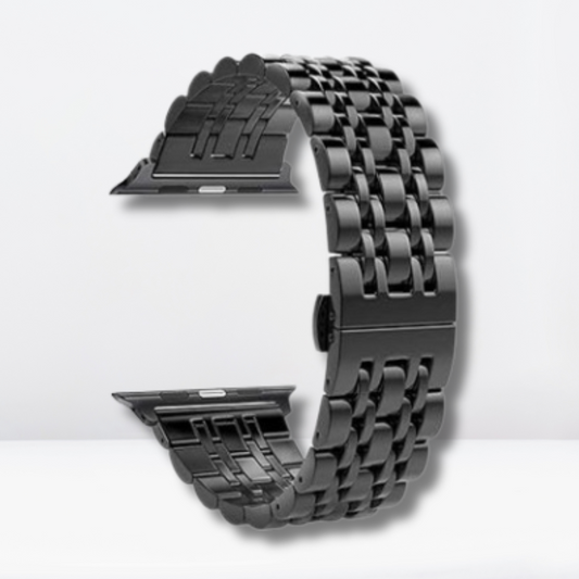 Vintage Stainless Steel iWatch Strap with Bumper Case (Black)