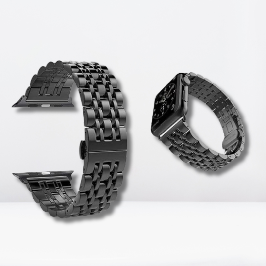 Vintage Stainless Steel iWatch Strap with Bumper Case (Black)