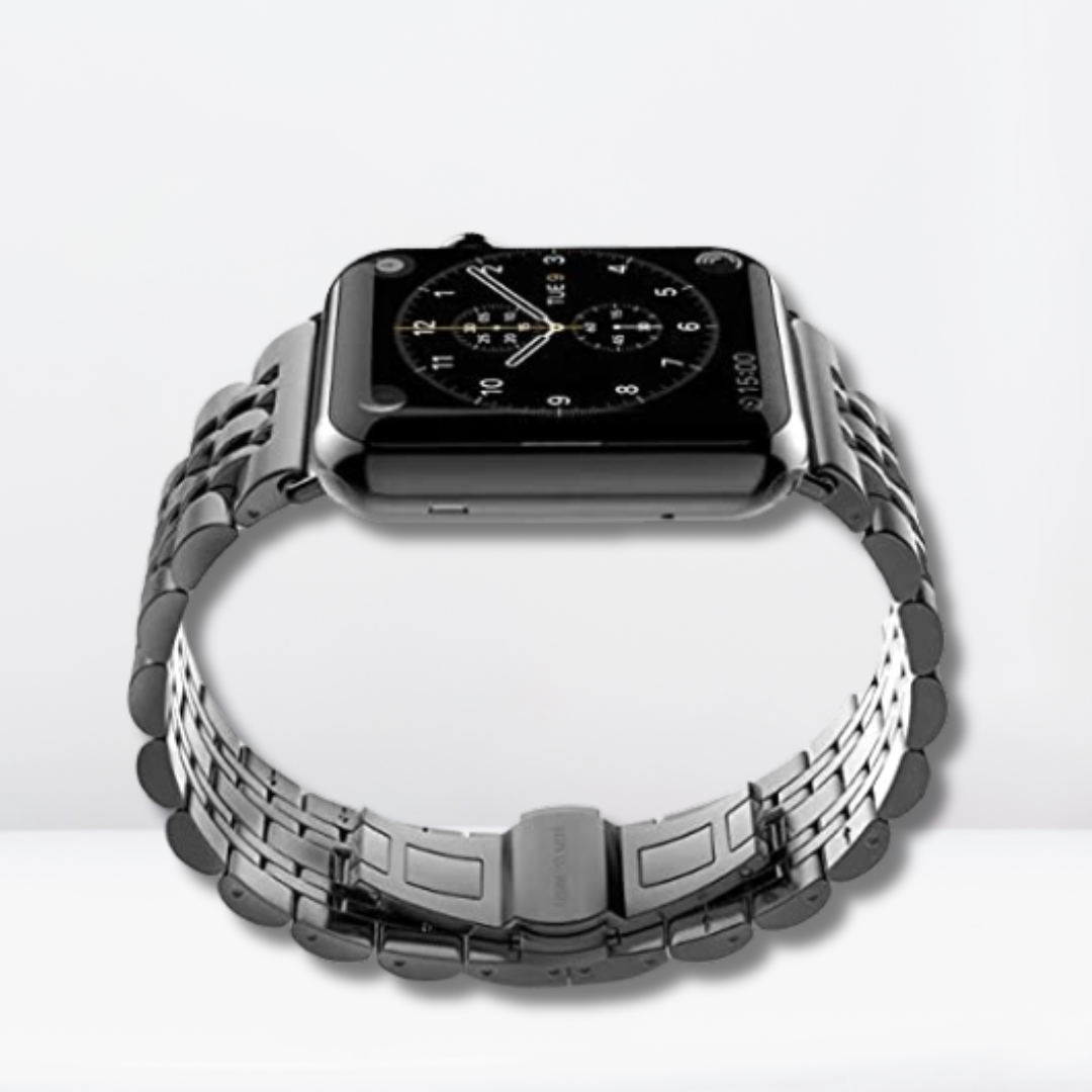 Vintage Stainless Steel iWatch Strap with Bumper Case (Black)