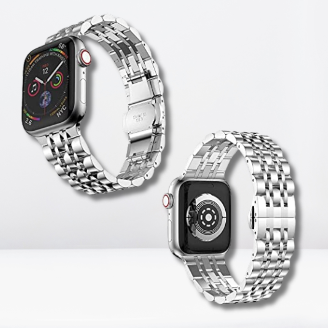 Vintage Stainless Steel iWatch Strap with Bumper Case (Silver)