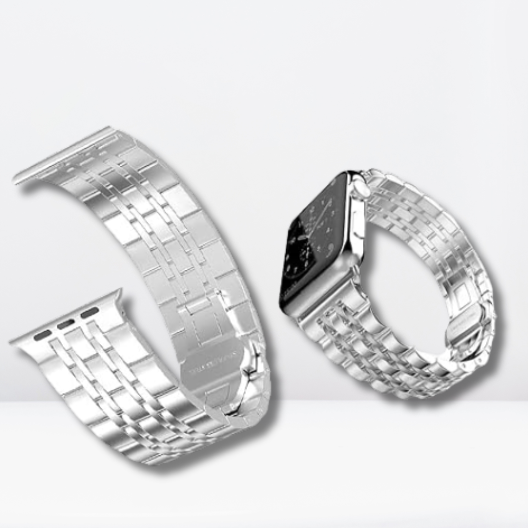 Vintage Stainless Steel iWatch Strap with Bumper Case (Silver)