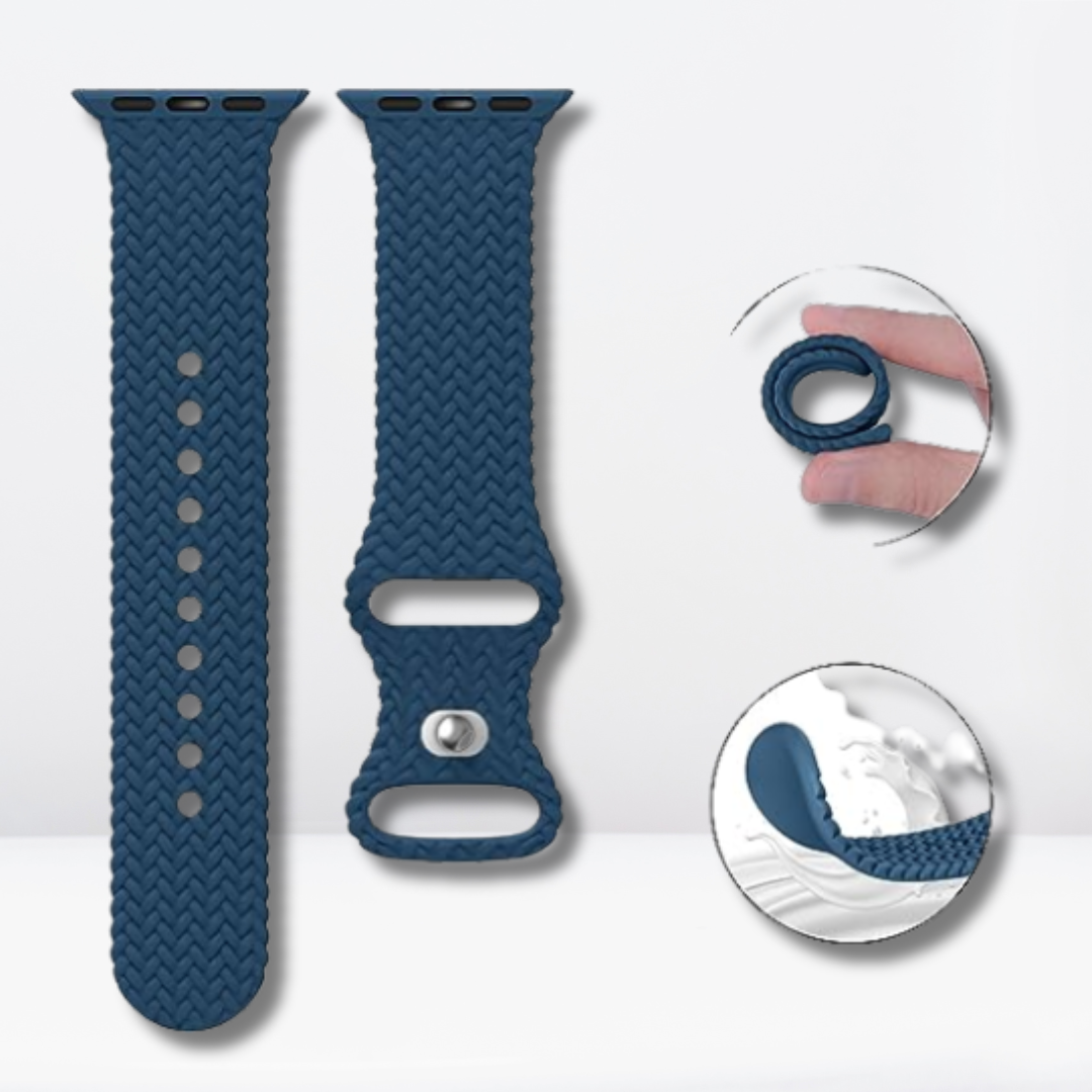 Woven Pattern Silicone iWatch Strap (Blue Color)