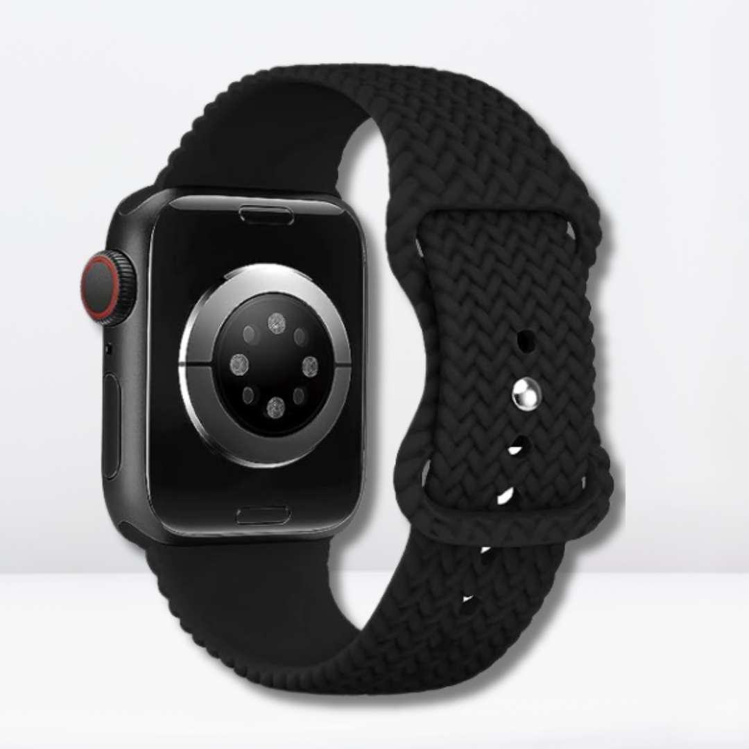 Woven Pattern Silicone iWatch Strap (Black Color)