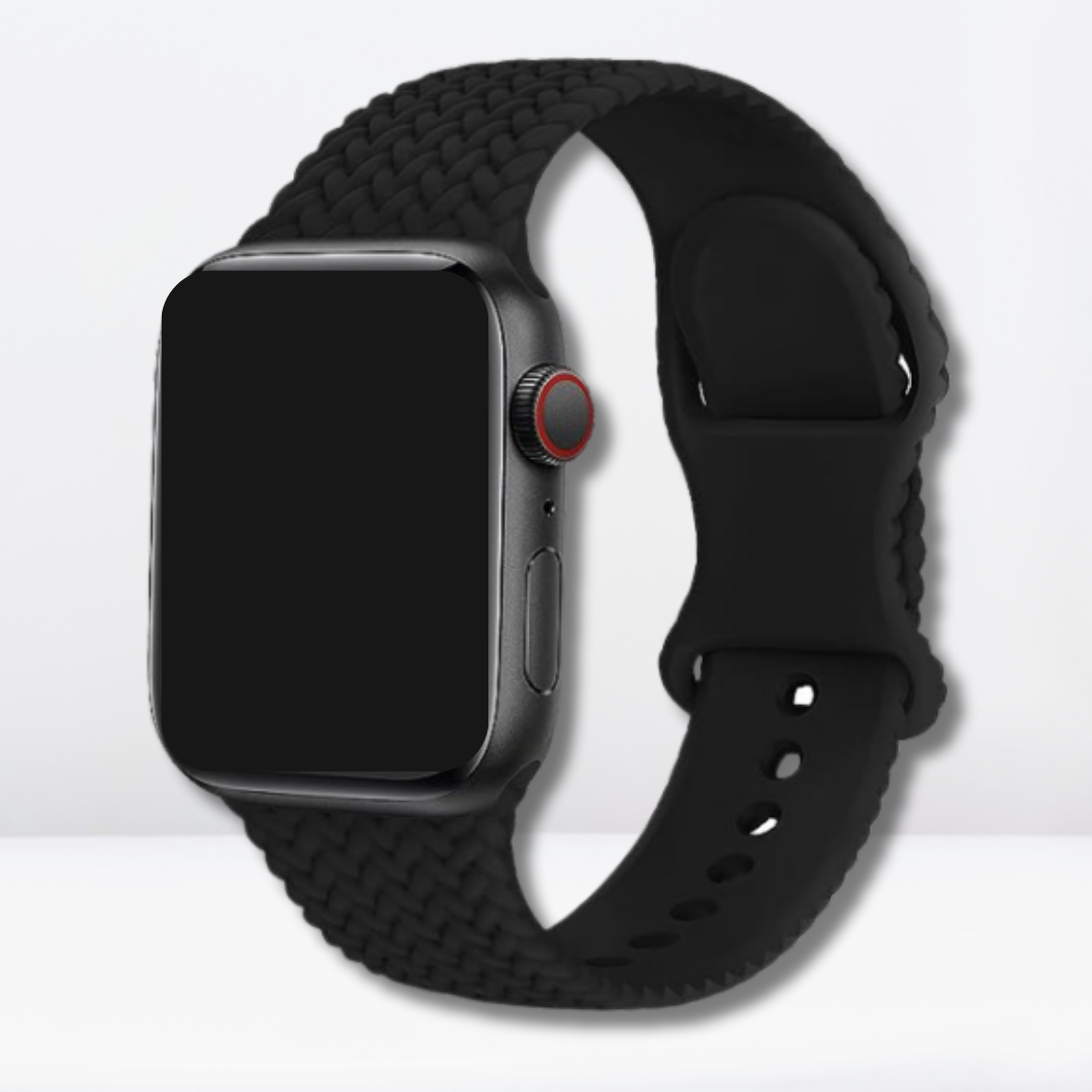 Woven Pattern Silicone iWatch Strap (Black Color)