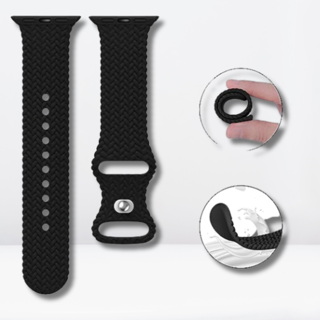 Woven Pattern Silicone iWatch Strap (Black Color)