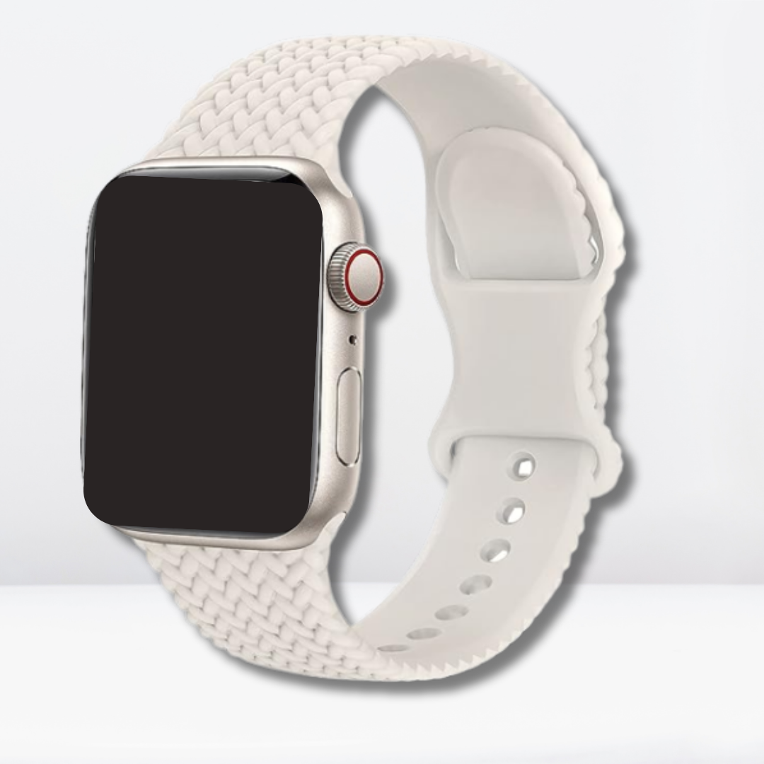Woven Pattern Silicone iWatch Strap (White Color)
