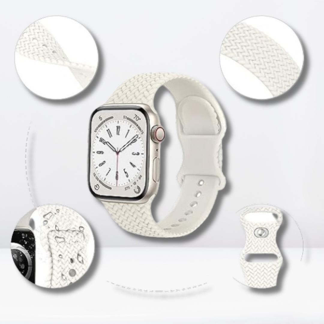 Woven Pattern Silicone iWatch Strap (White Color)