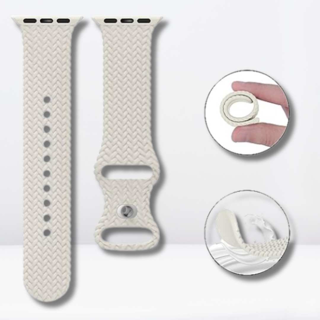 Woven Pattern Silicone iWatch Strap (White Color)