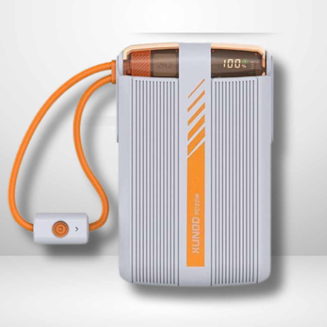 XUNDD PD 20W FAST CHARGE POWER BANK WITH DUAL CABLES (Grey/Orange)