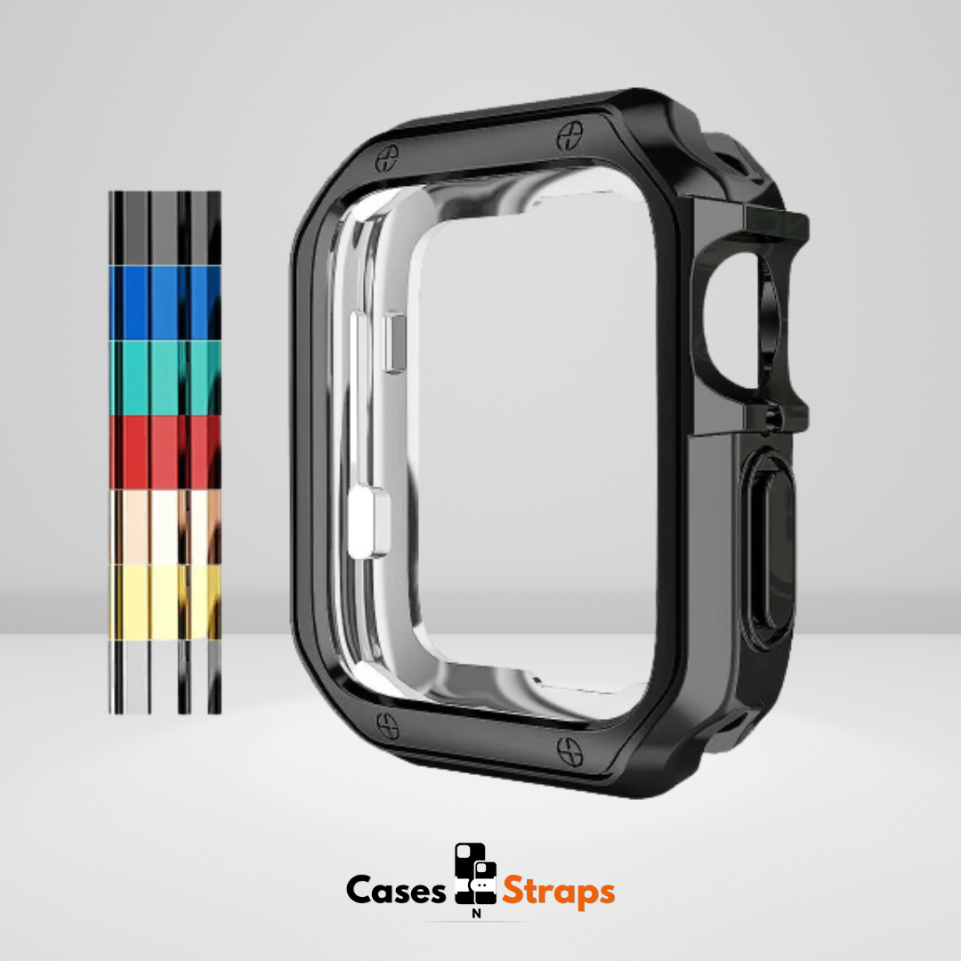 Slim Stainless Steel High-Quality iWatch Strap with Bumper Case (Black)