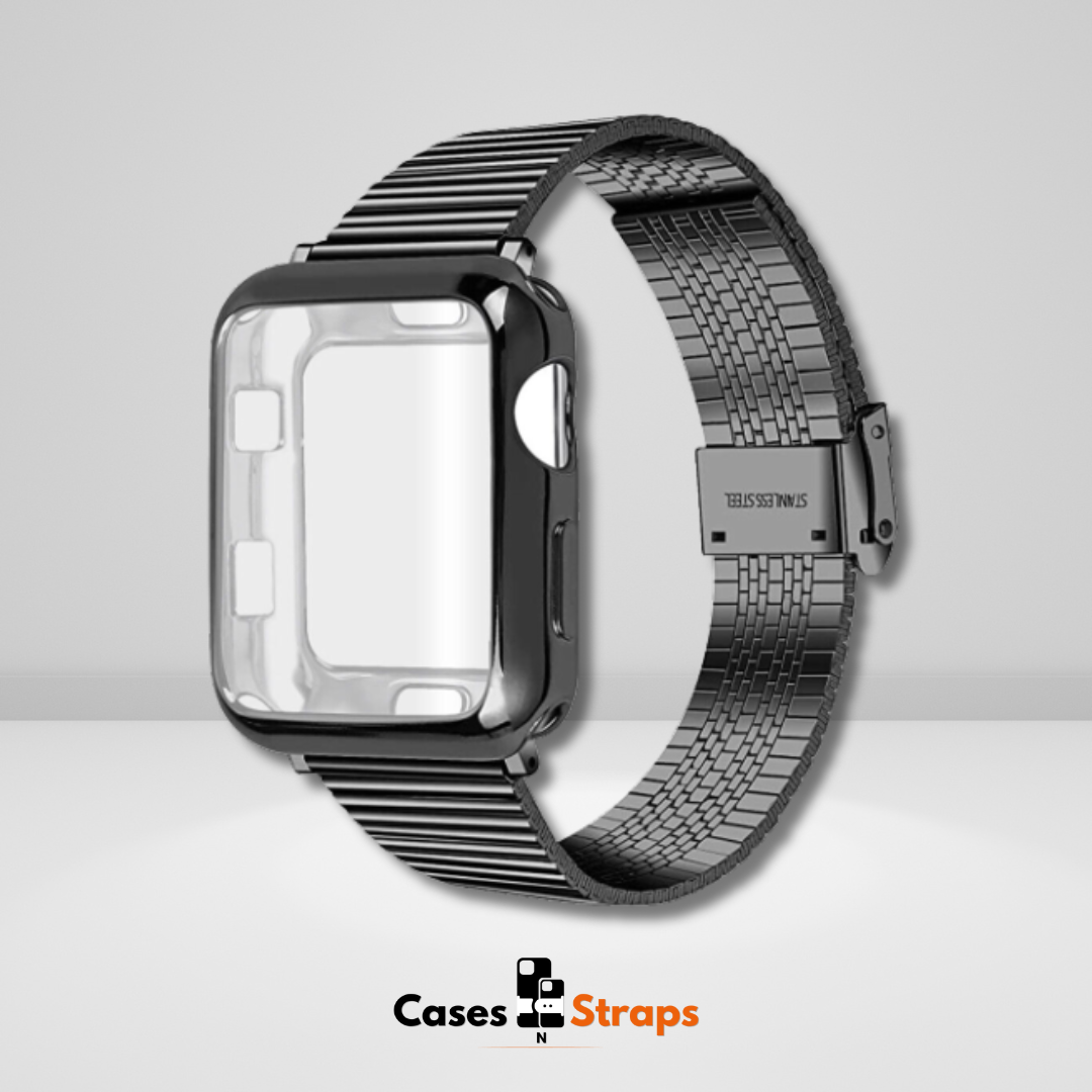 Link Bracelet Stainless Steel iWatch Black Color 42/44/45 MM (ONLY CHAIN)