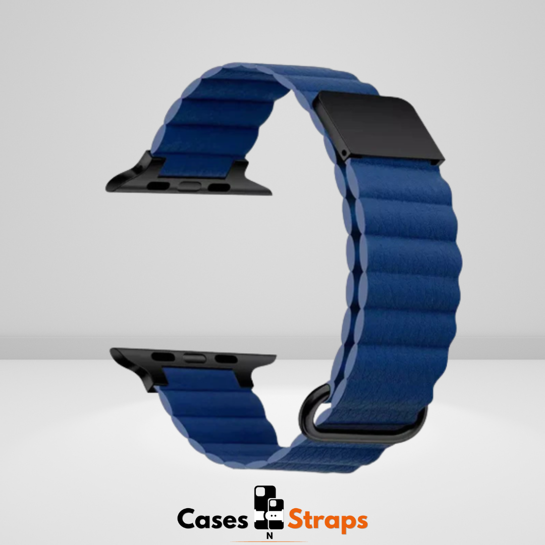 Premium PU Leather Magnetic Adjustable iWatch Strap (Midnight Blue)