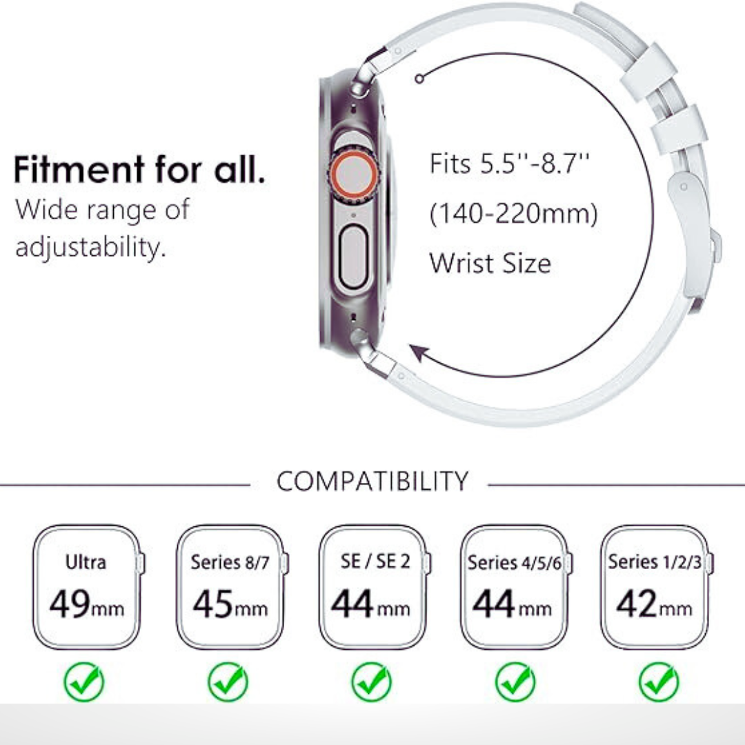 AP Sport Silicone Watch Band Strap for iWatch 42/44/45/49MM (WHITE)