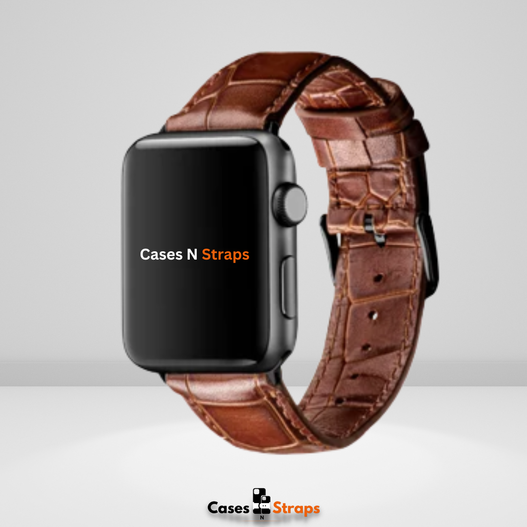 Leather Crocodile Strap for iWatch Brown Color