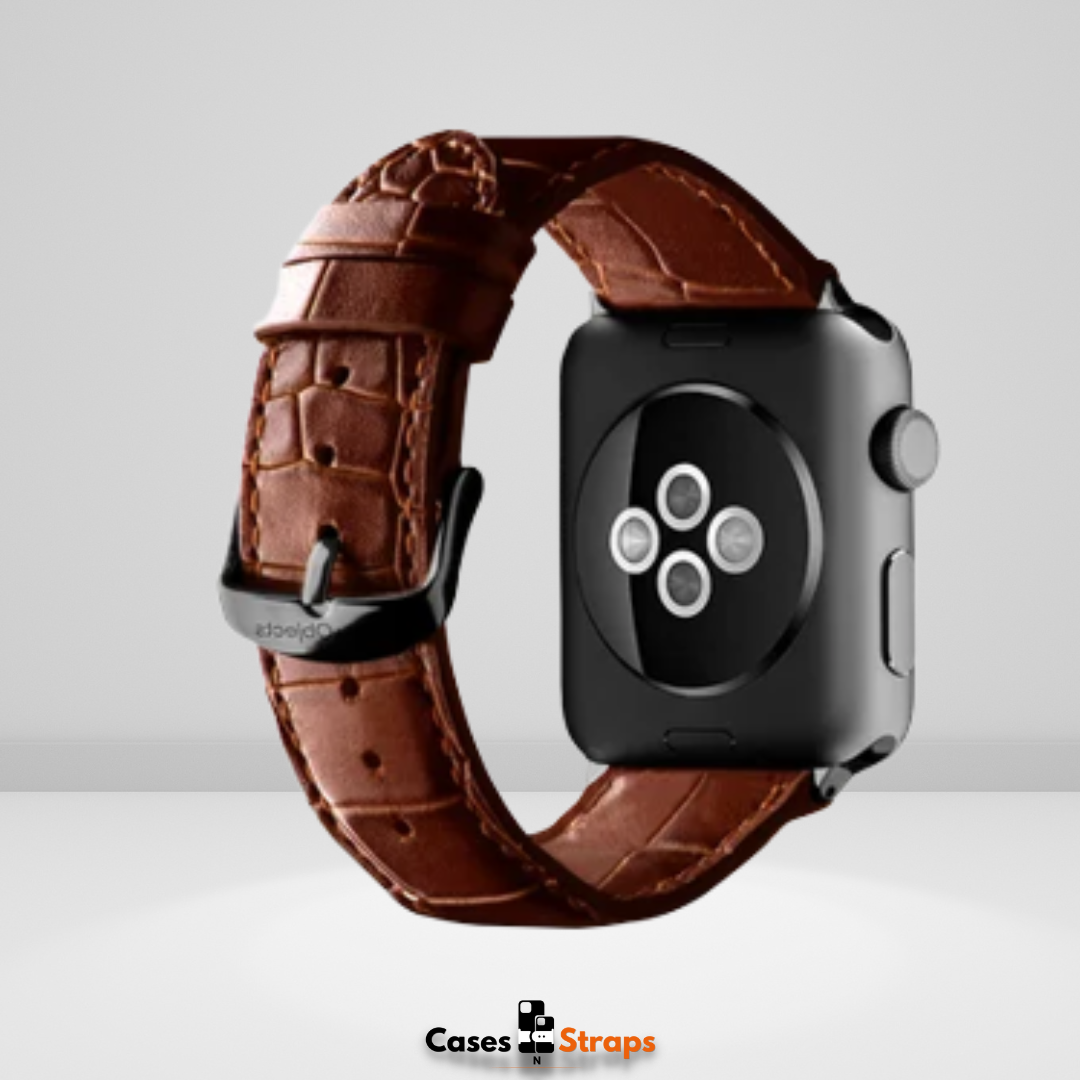 Leather Crocodile Strap for iWatch Brown Color