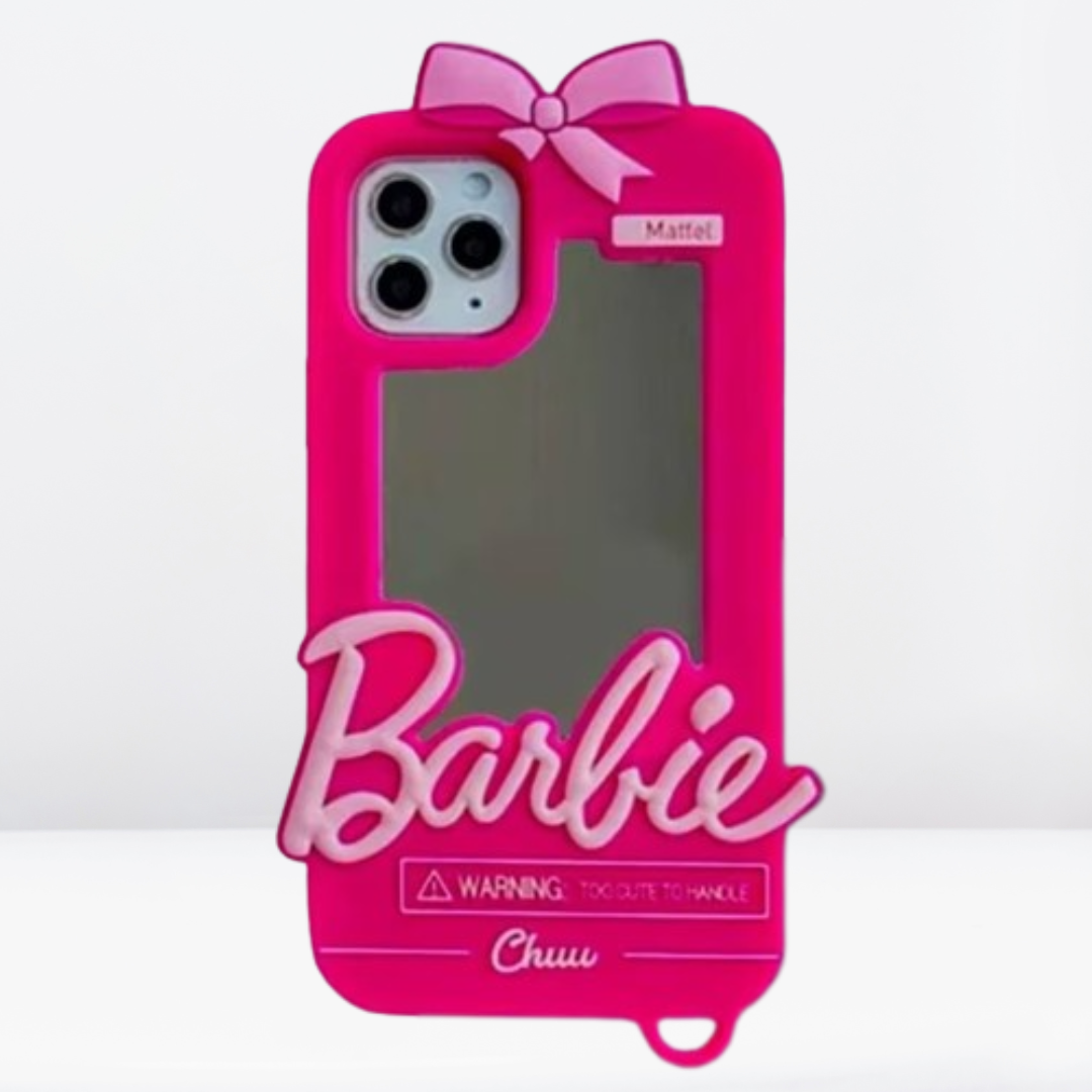 Barbie 3D High-quality Silicone Case with Mirror for iPhone (Pink)