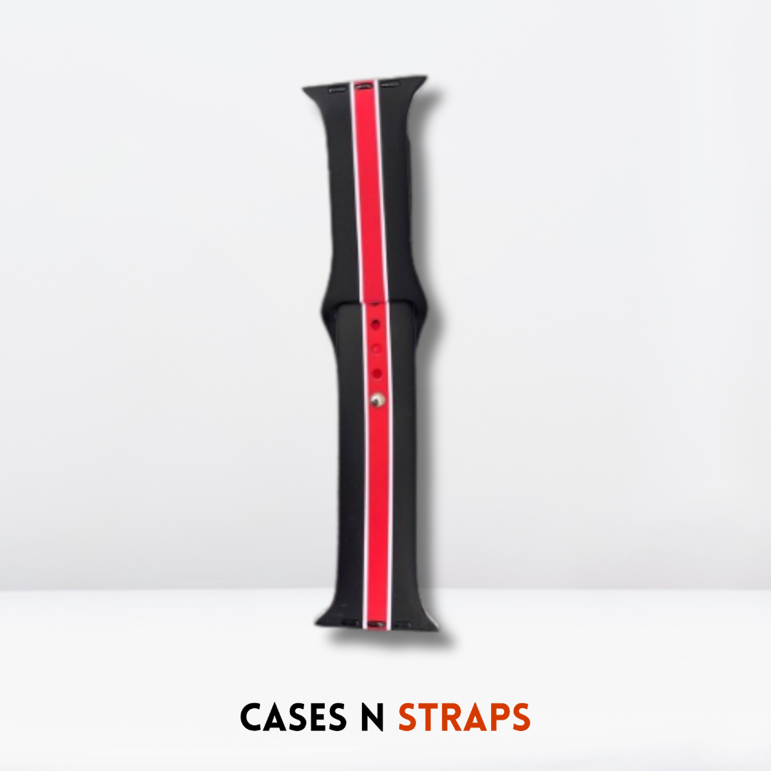 Black-Red Strip Silicone Printed Straps