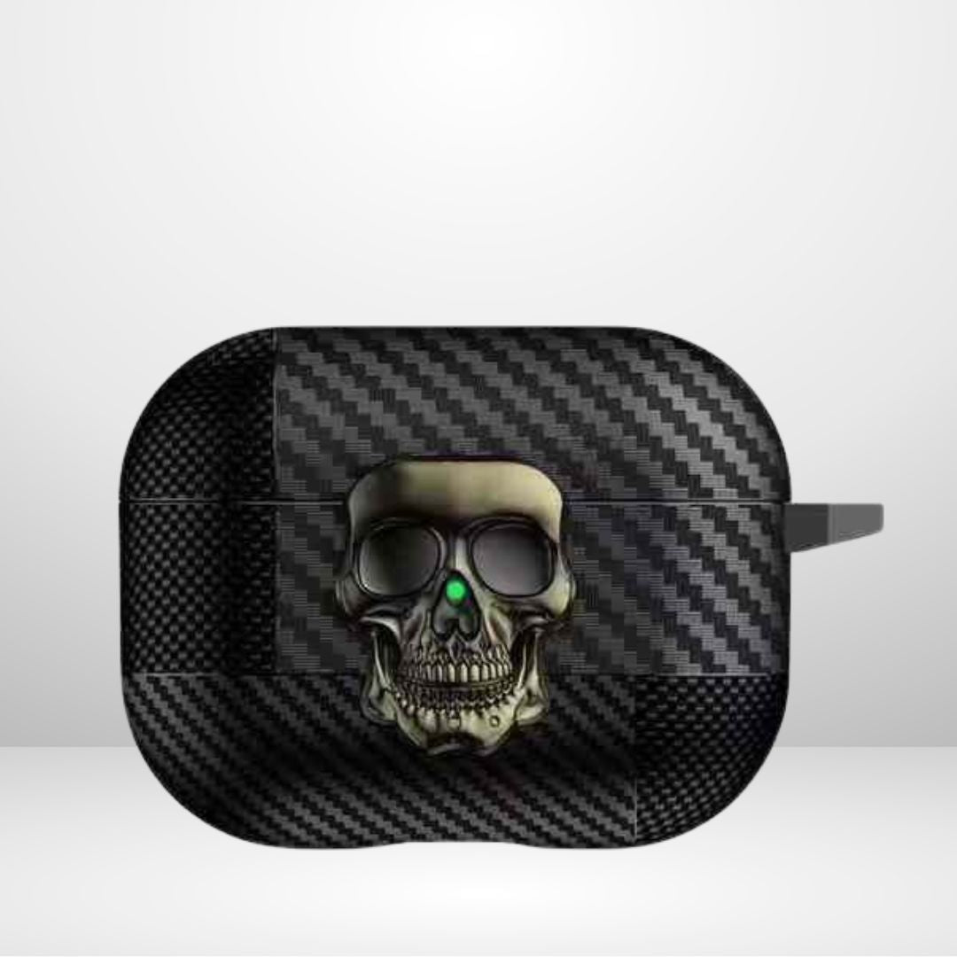 Carbon Fiber Metal Skull Face Lock Protective Case for AirPods Pro2