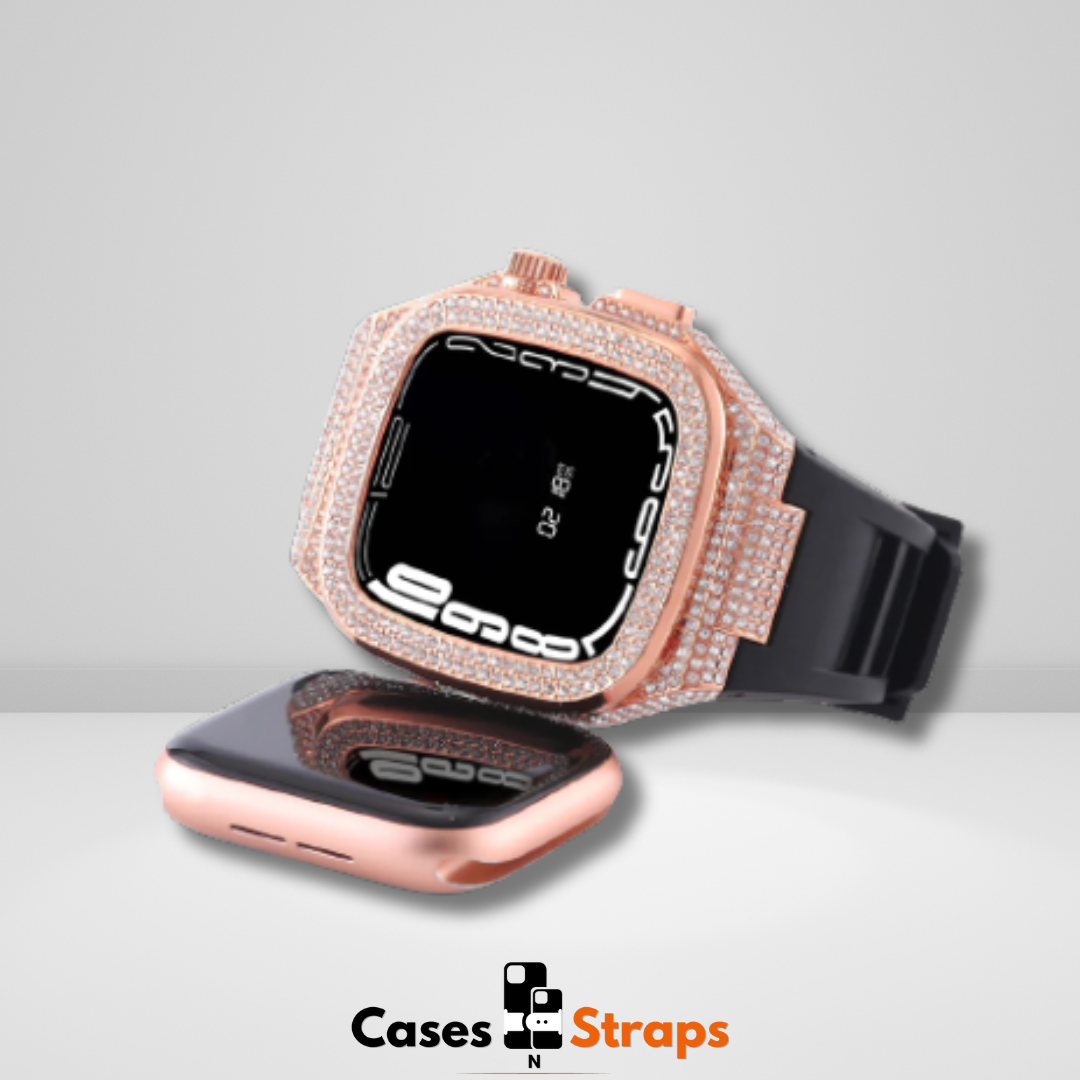 Diamond Luxury Modification Kit with Silicon Strap Rose Gold Color