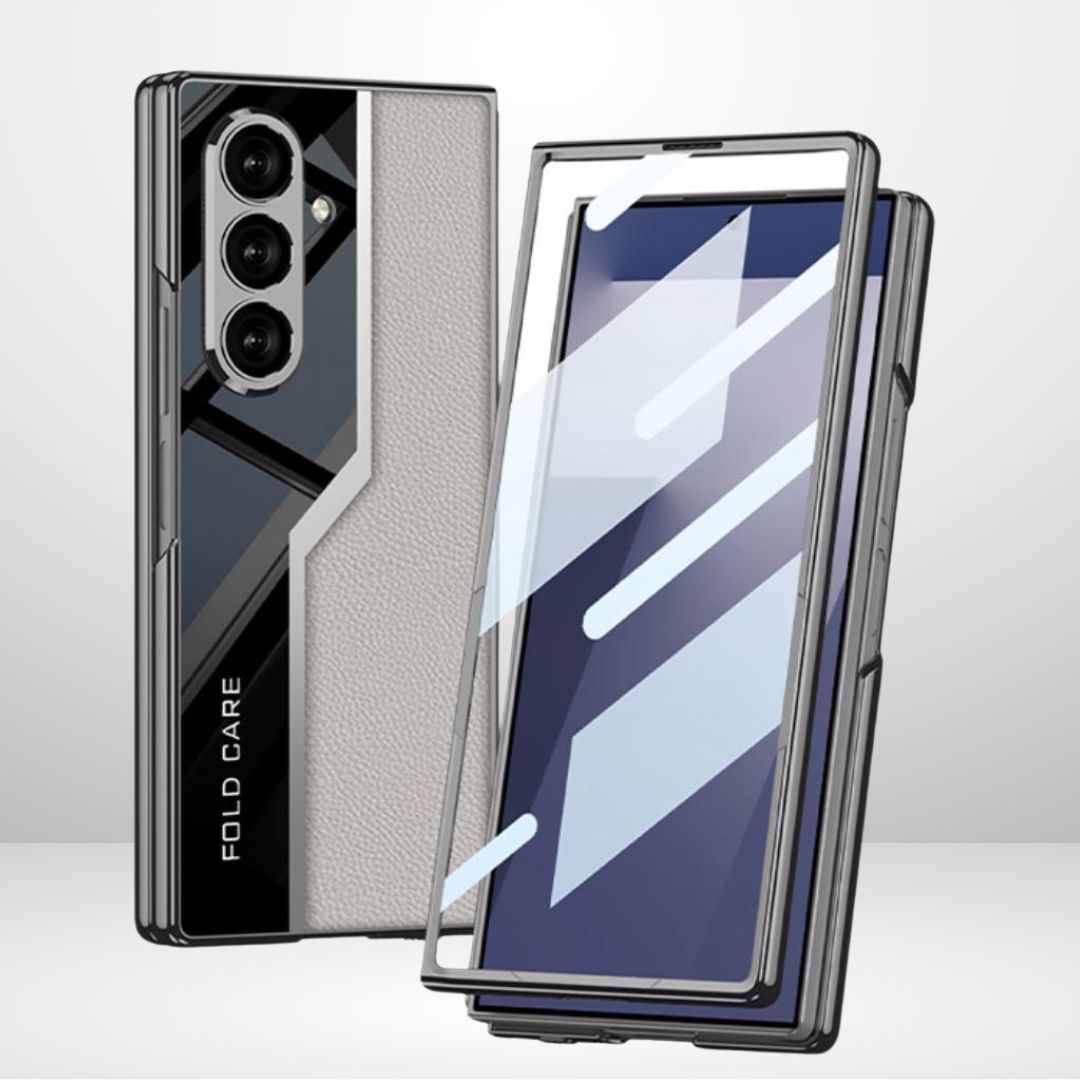 GKK Leather Lens Pro Case with Front Glass for Samsung Galaxy Z Fold6 & Fold7