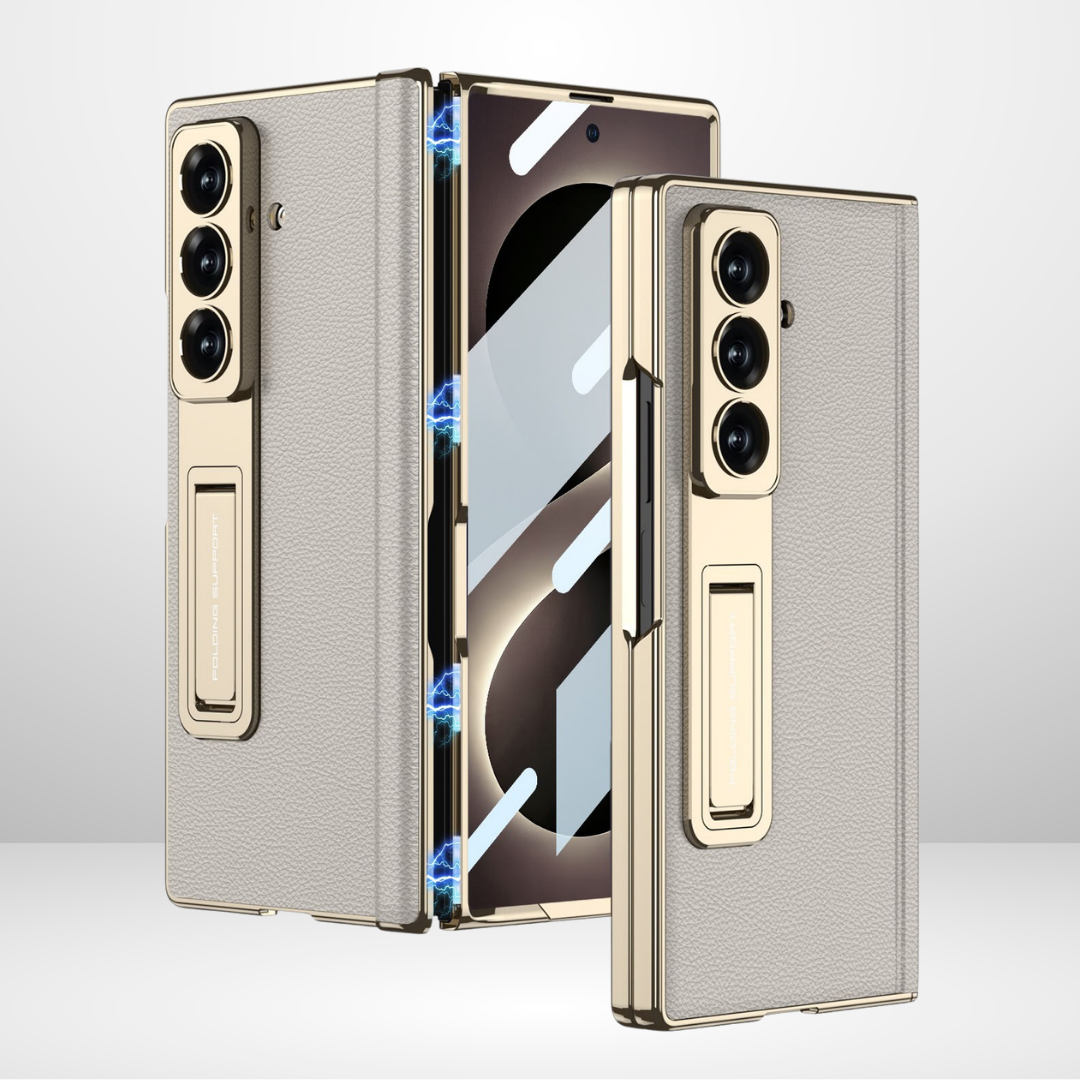 GKK Leather Platinum Series Case with Hinge, Glass & Stand for Galaxy Z Fold 8 ULTRA