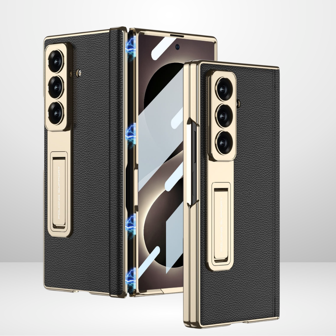 GKK Leather Platinum Series Case with Hinge, Glass & Stand for Galaxy Z Fold 8 ULTRA