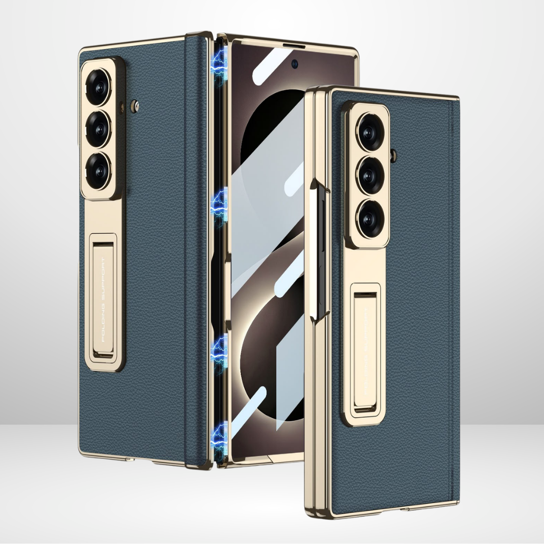 GKK Leather Platinum Series Case with Hinge, Glass & Stand for Galaxy Z Fold 8 ULTRA