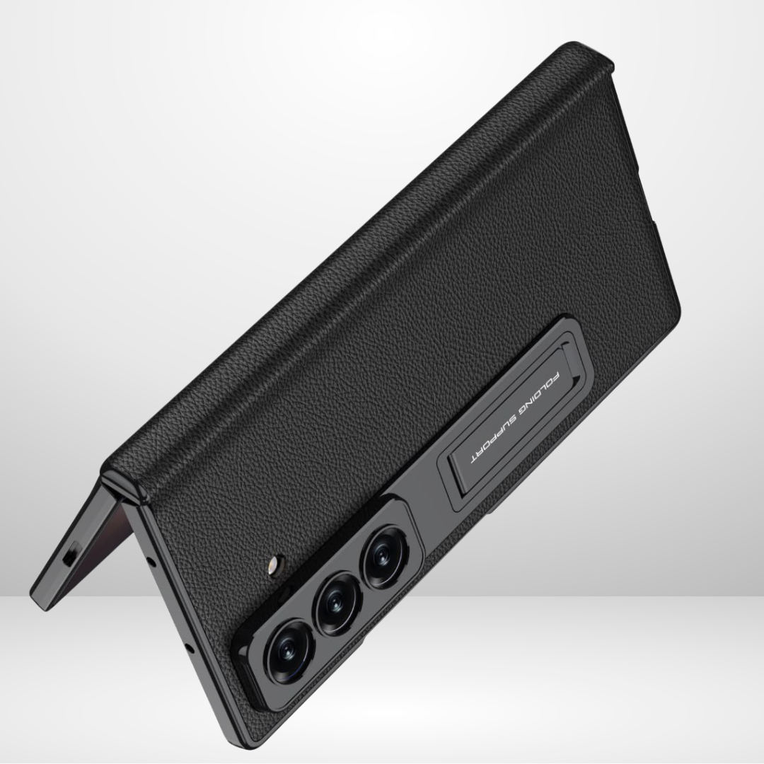 GKK Leather Platinum Series Case with Hinge, Glass & Stand for Galaxy Z Fold 8 ULTRA
