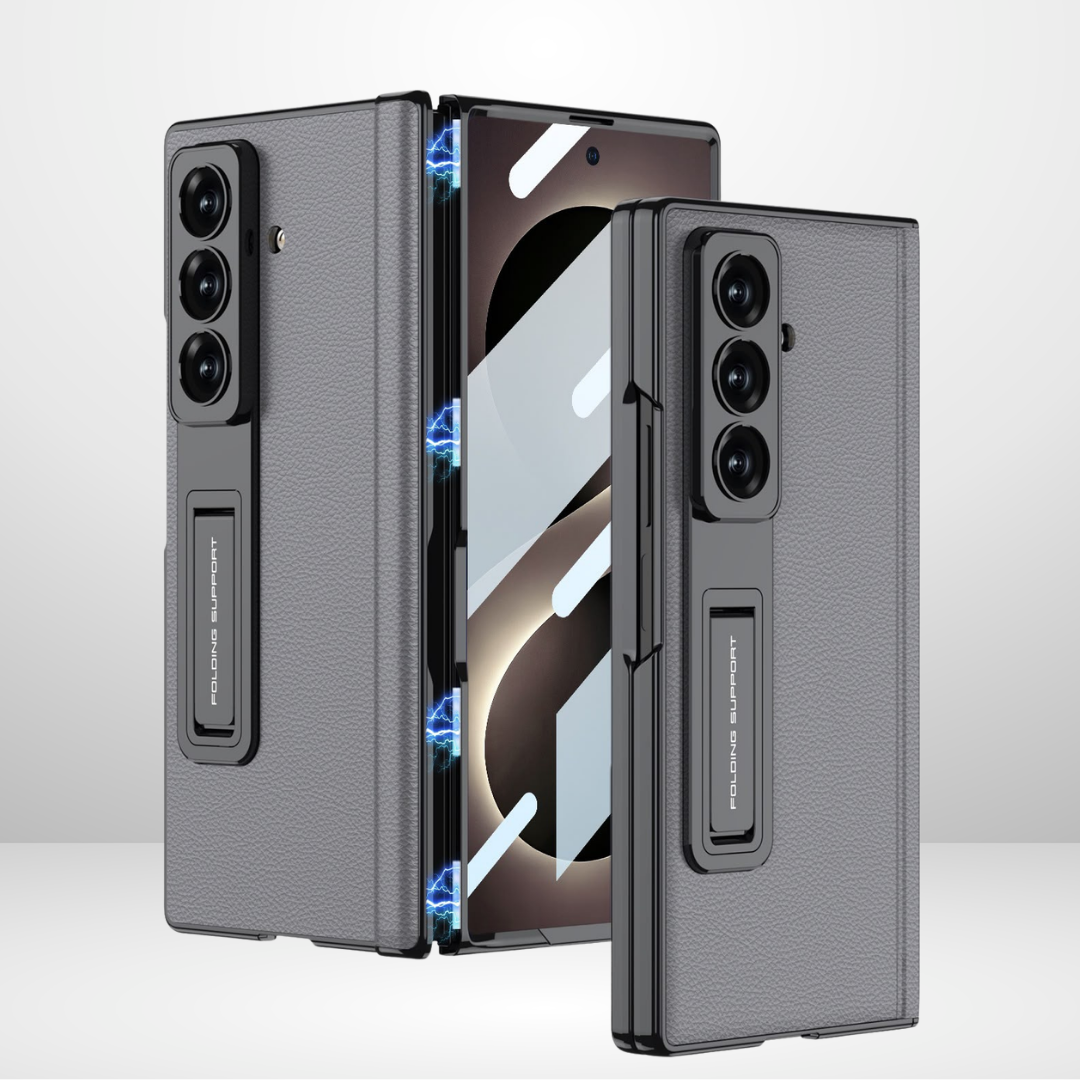 GKK Leather Platinum Series Case with Hinge, Glass & Stand for Galaxy Z Fold 8 ULTRA