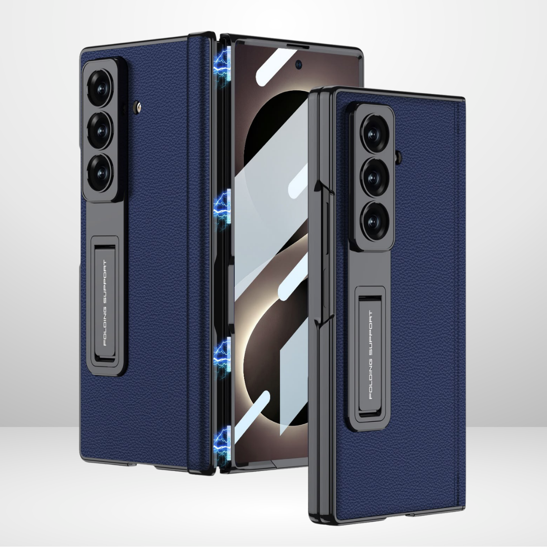 GKK Leather Platinum Series Case with Hinge, Glass & Stand for Galaxy Z Fold 8 ULTRA
